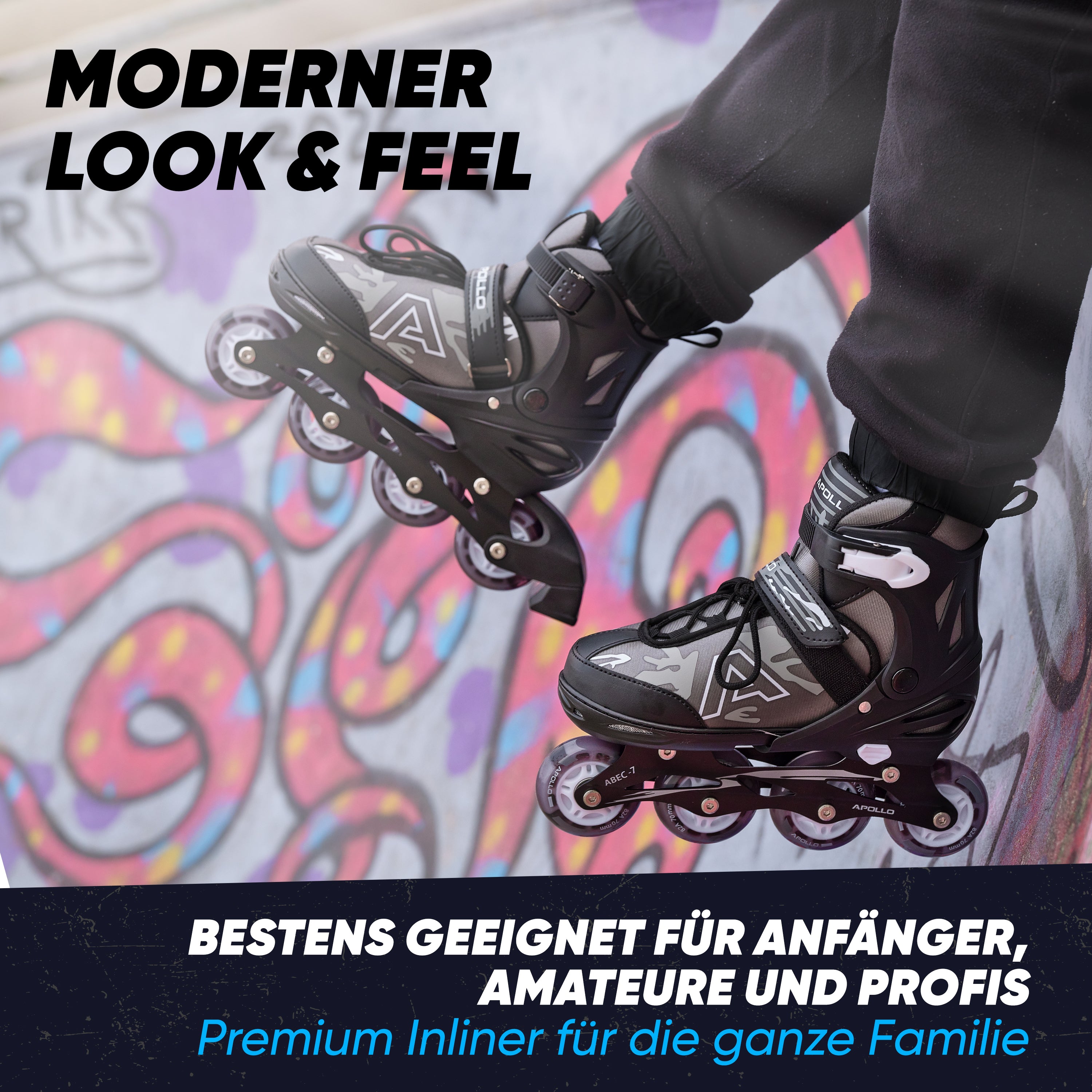 Apollo Funsport - Champion Adjustable Inline Skate (Schwarz) - L (39-42)