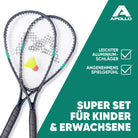 Apollo - Speed Badminton Set - inkl. Tasche, 2x Schläger, Bälle - Grau Mint