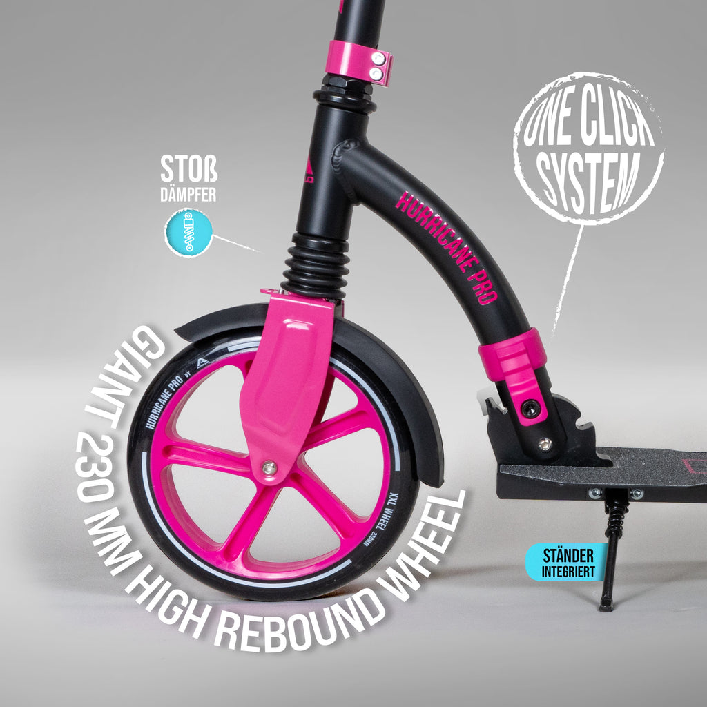 Apollo - Apollo Scooter - "Hurricane" City-Scooter mit Federung - Schwarz Pink