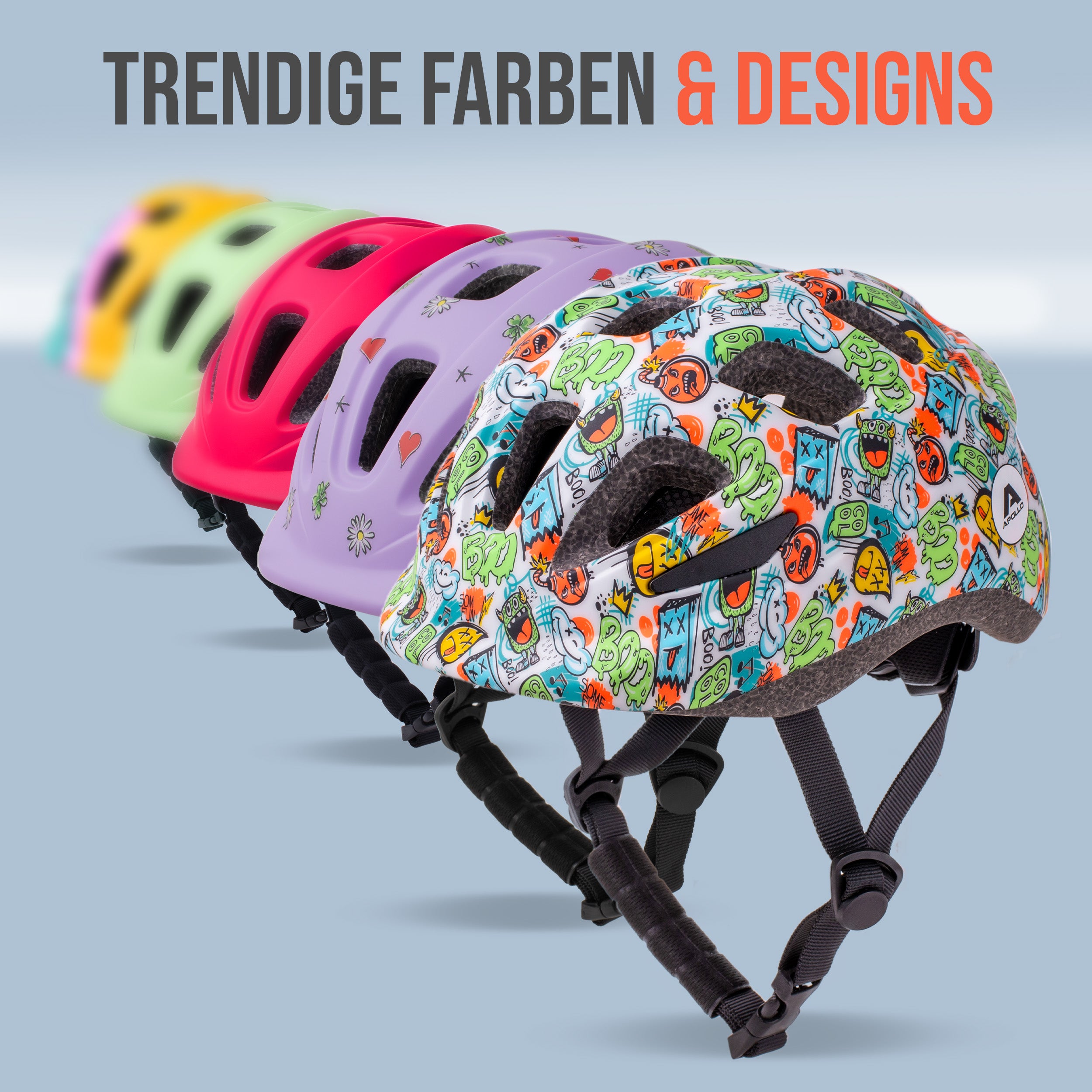 Apollo - Apollo Kinder Fahrradhelm, Helm für Kinder & Jugendliche, Multisport Helm - Monsta Mania