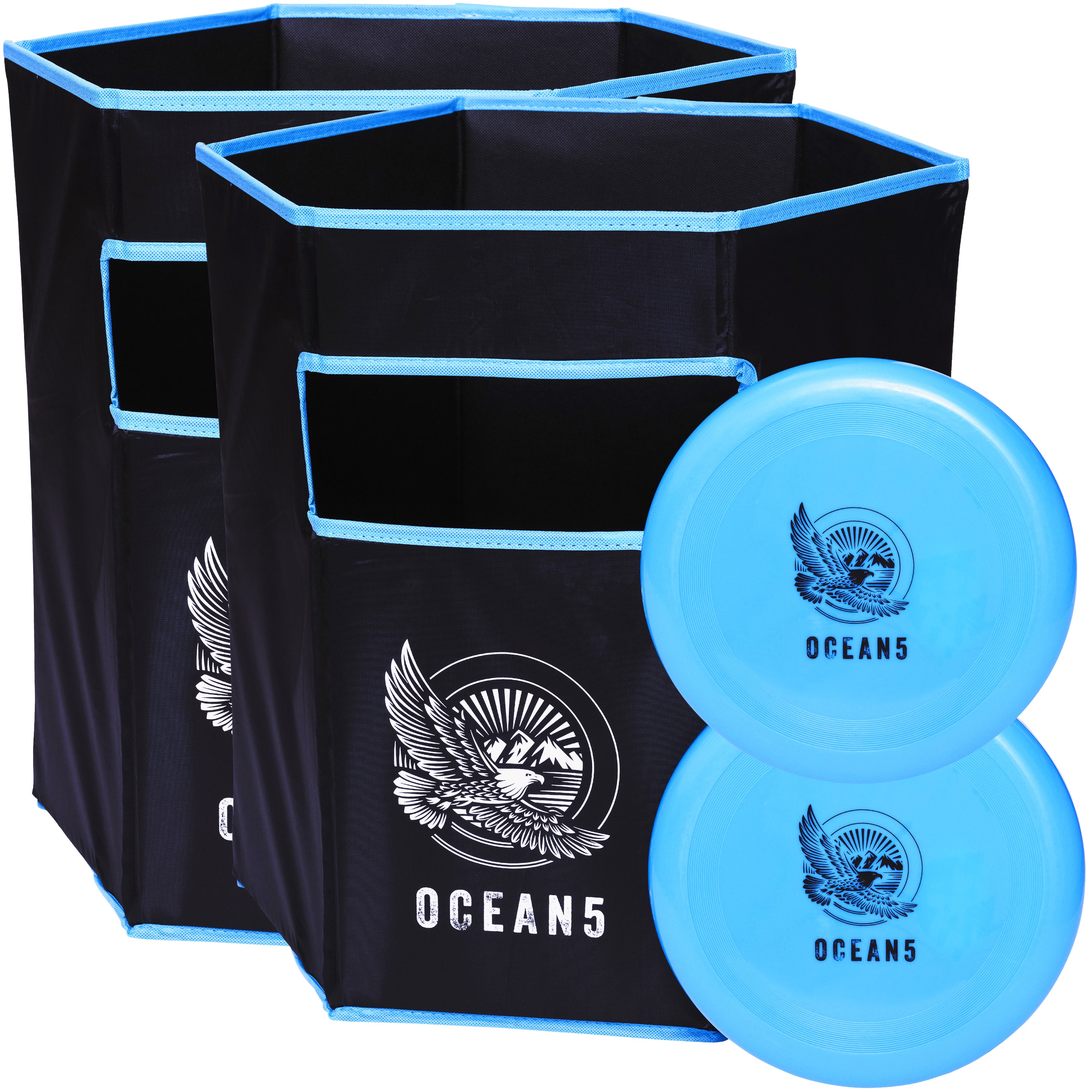 Ocean 5 - Disc Jam Set - lustiges Wurfspiel, Outdoorspiel, Strandspiel für 4 Personen - Blau