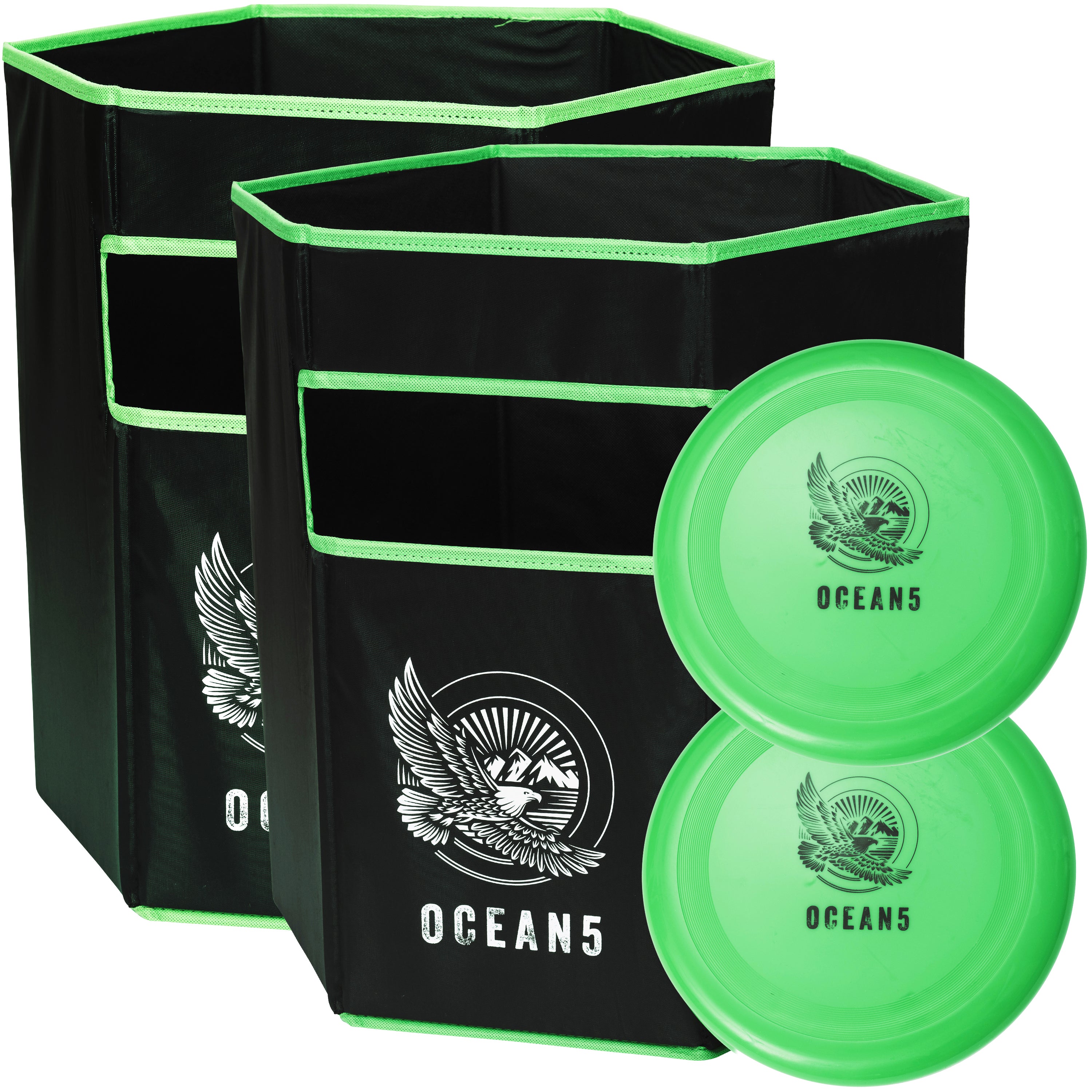 Ocean 5 - Disc Jam Set - lustiges Wurfspiel, Outdoorspiel, Strandspiel für 4 Personen - Grün