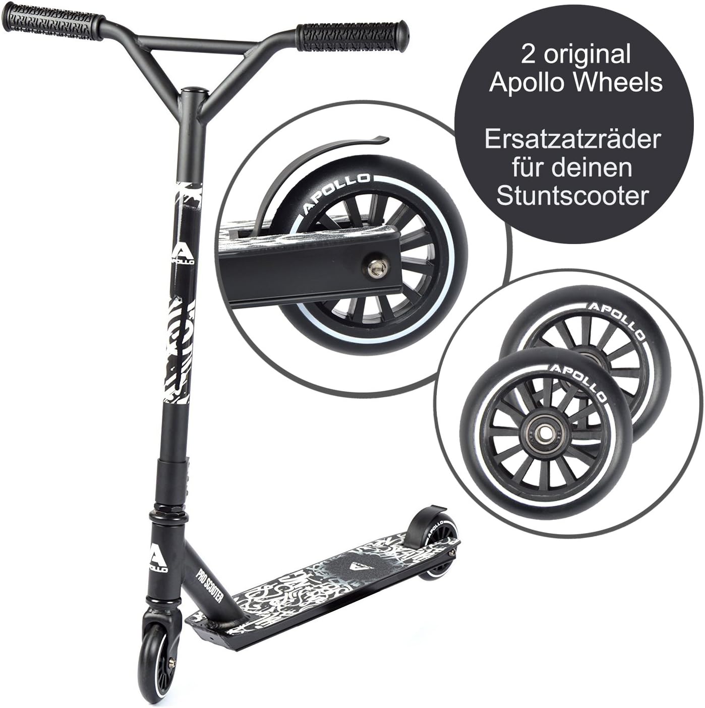 Apollo - Stunt Scooter 100mm ALU / PP Core Wheel Set - Schwarz - PP-Core