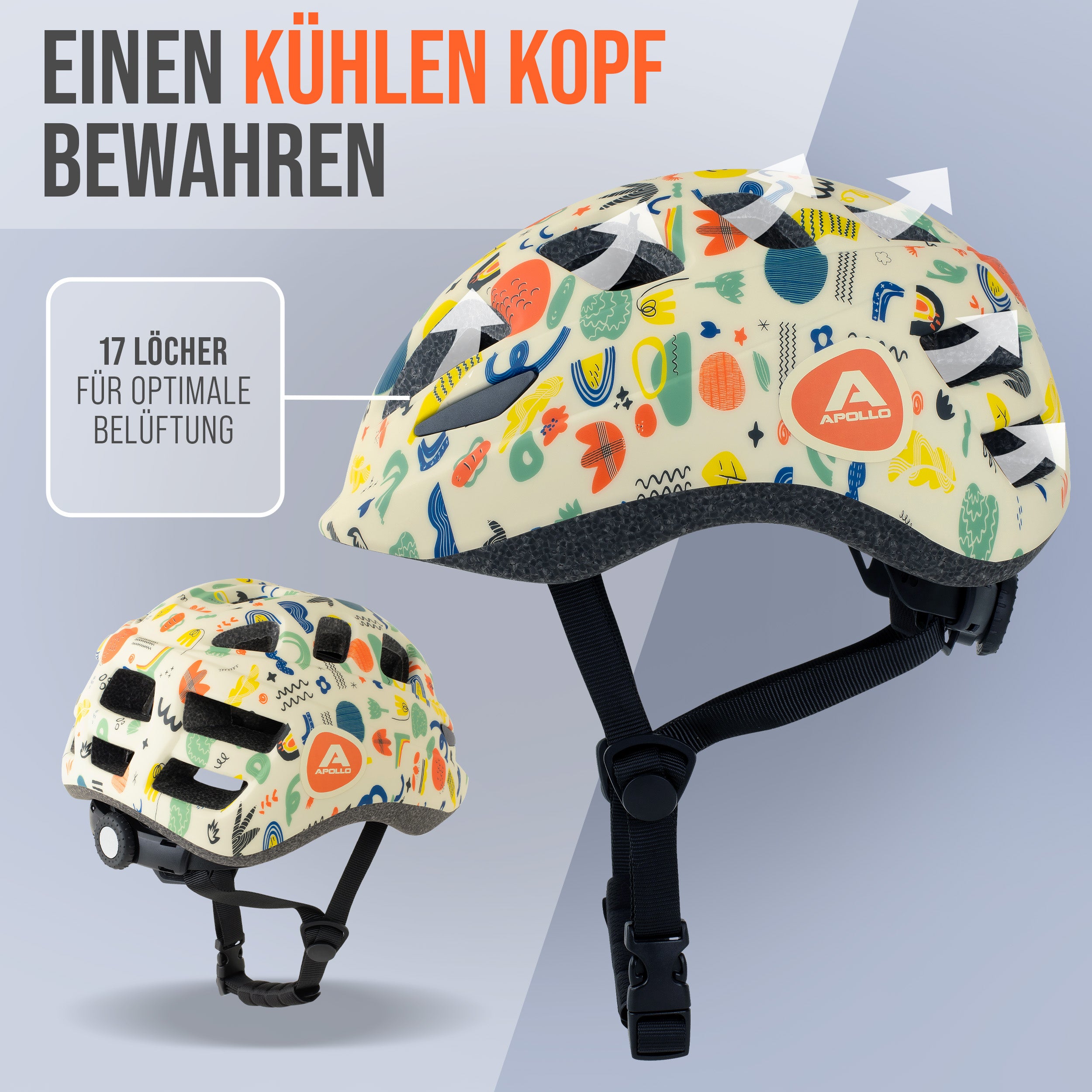 Apollo - Apollo Kinder Fahrradhelm, Helm für Kinder & Jugendliche, Multisport Helm - Papercraft