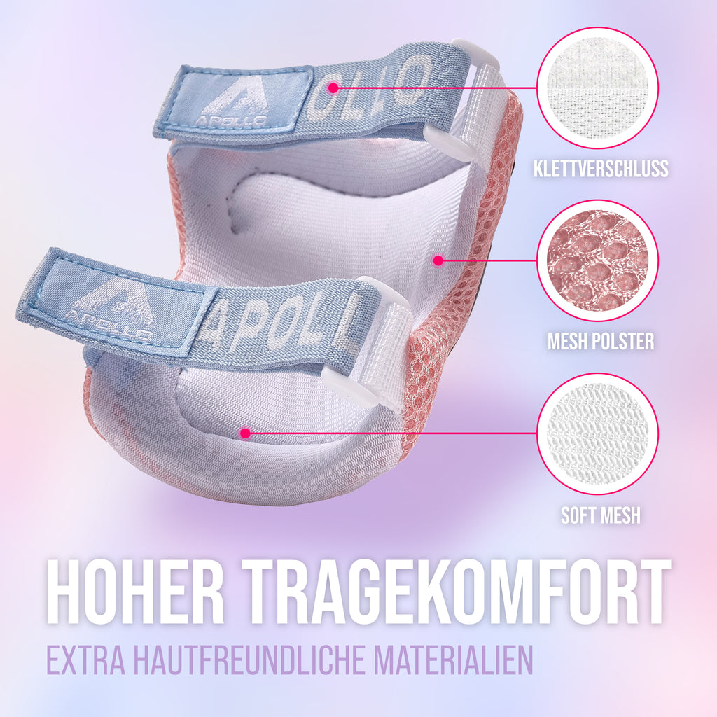 Apollo Funsport - Apollo Schoner Set für Kinder, Knie und Ellenbogenschützer - Rosa Black