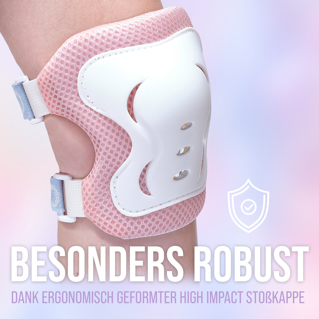 Apollo Funsport - Apollo Schoner Set für Kinder, Knie und Ellenbogenschützer - Rosa White