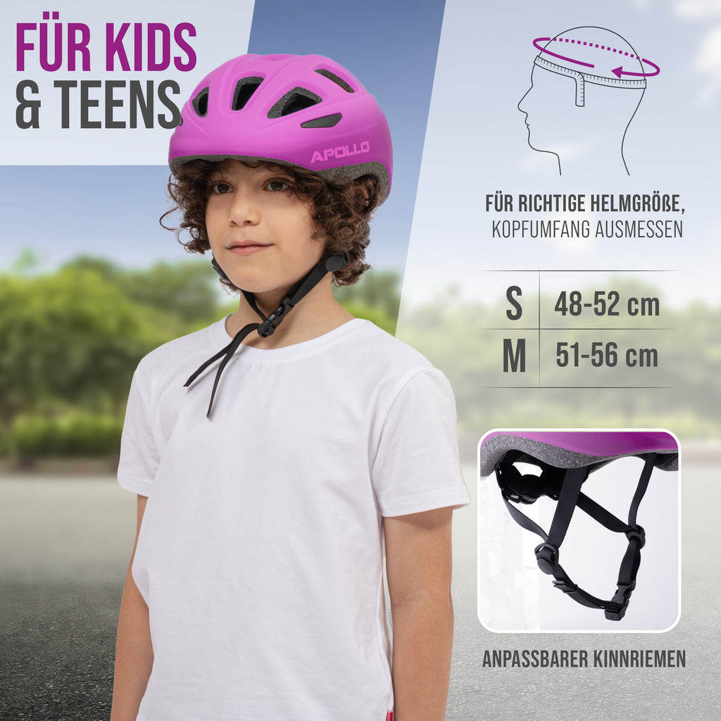 Apollo - Apollo Kinder Fahrradhelm, Helm für Kinder & Jugendliche, Multisport Helm - Pink Fade