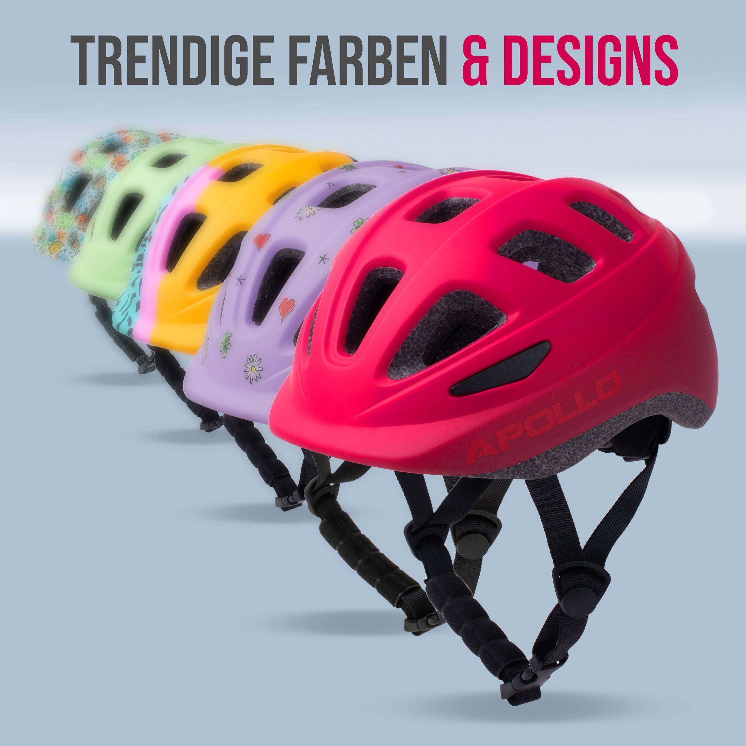 Apollo - Apollo Kinder Fahrradhelm, Helm für Kinder & Jugendliche, Multisport Helm - Red Fade