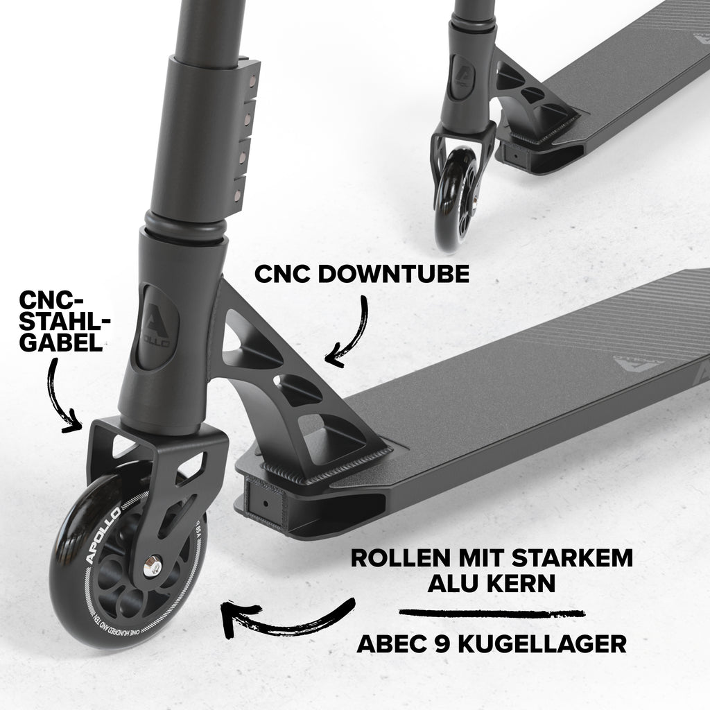 Apollo - High End Stunt Scooter - Genesis Stuntscooter mit ABEC 9 Kugellagern - Schwarz