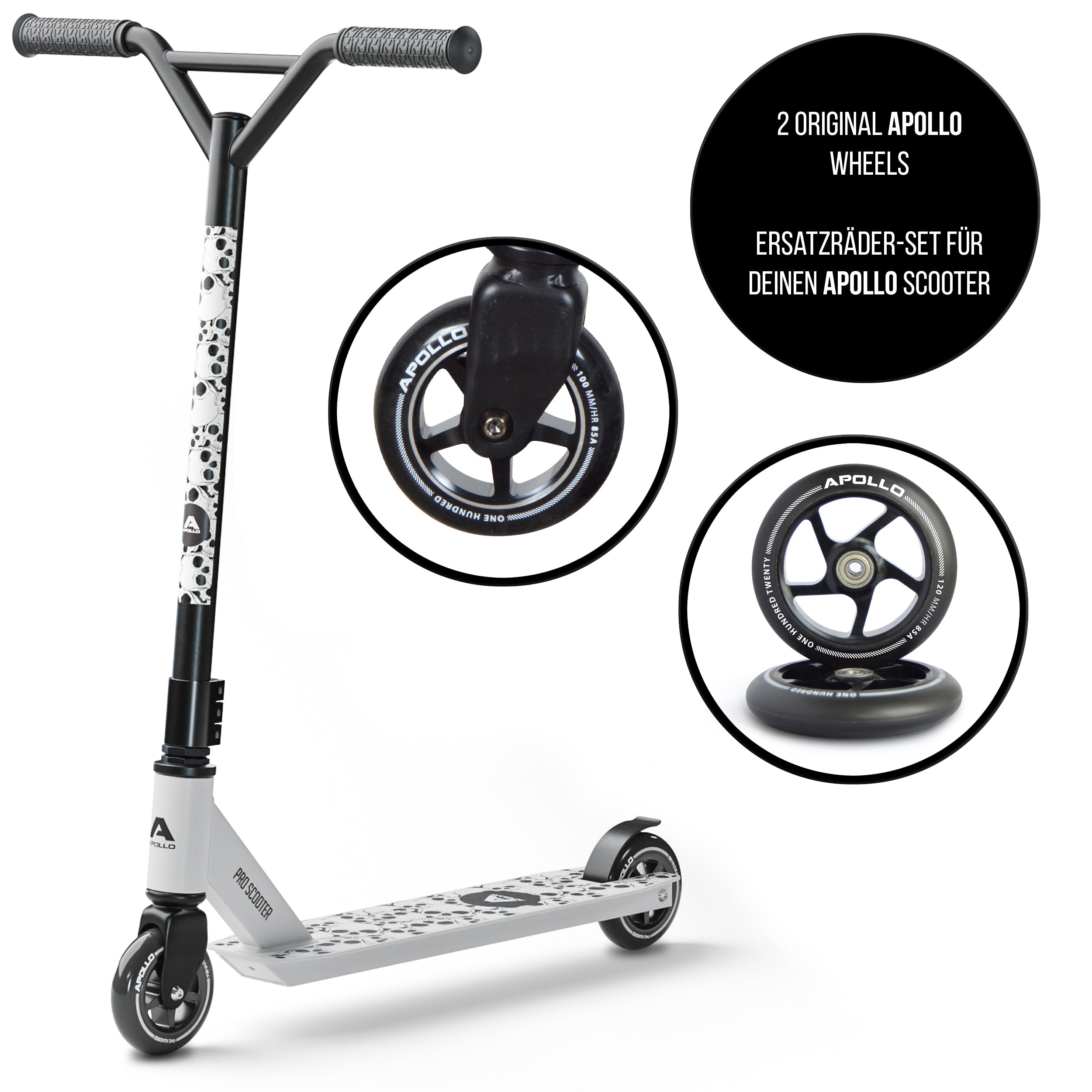 Apollo - Stunt Scooter 120mm ALU Core Wheel Set - Schwarz