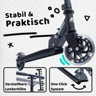 Apollo - Scooter LED - "Moonracer" City Scooter Kinder mit Federung - Schwarz
