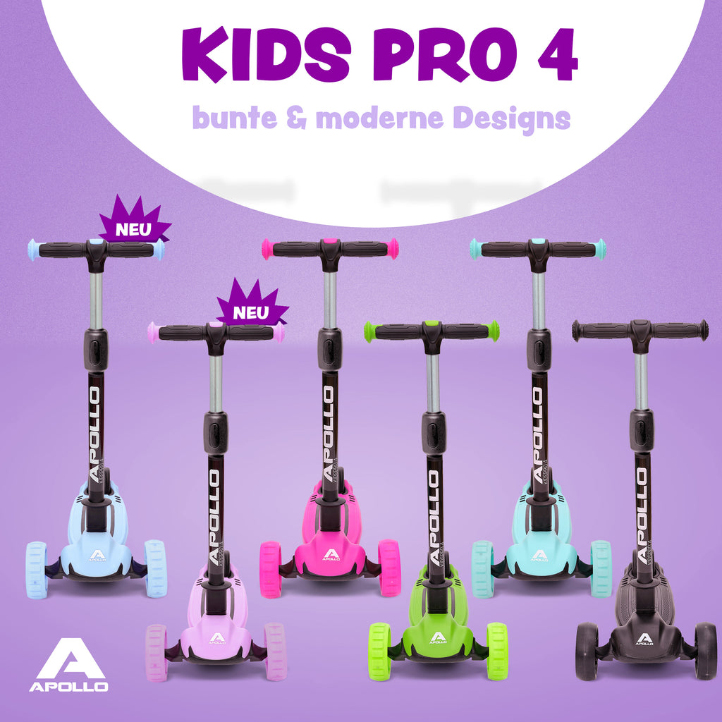 Apollo - Kinderscooter "KidsPro4" klappbarer LED Roller - Grün