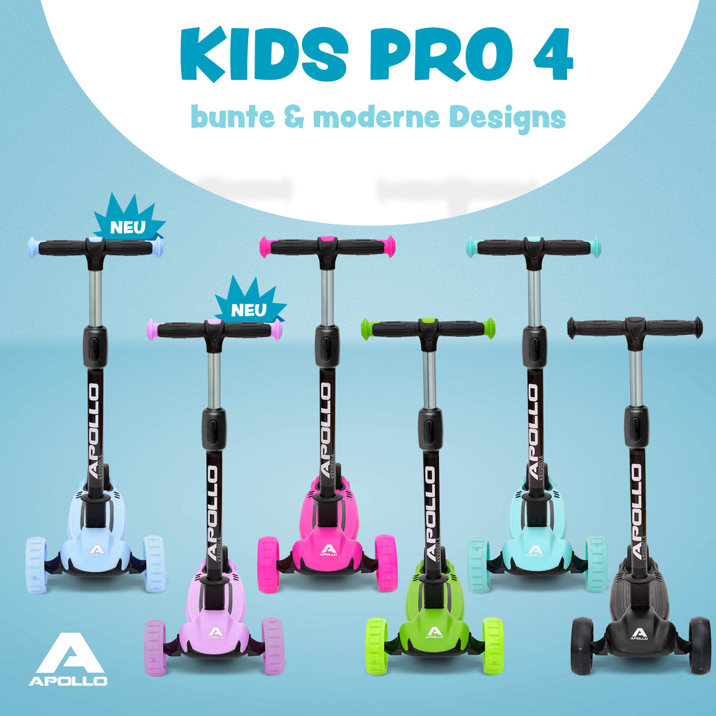 Apollo - Kinderscooter "KidsPro4" klappbarer LED Roller - Violet