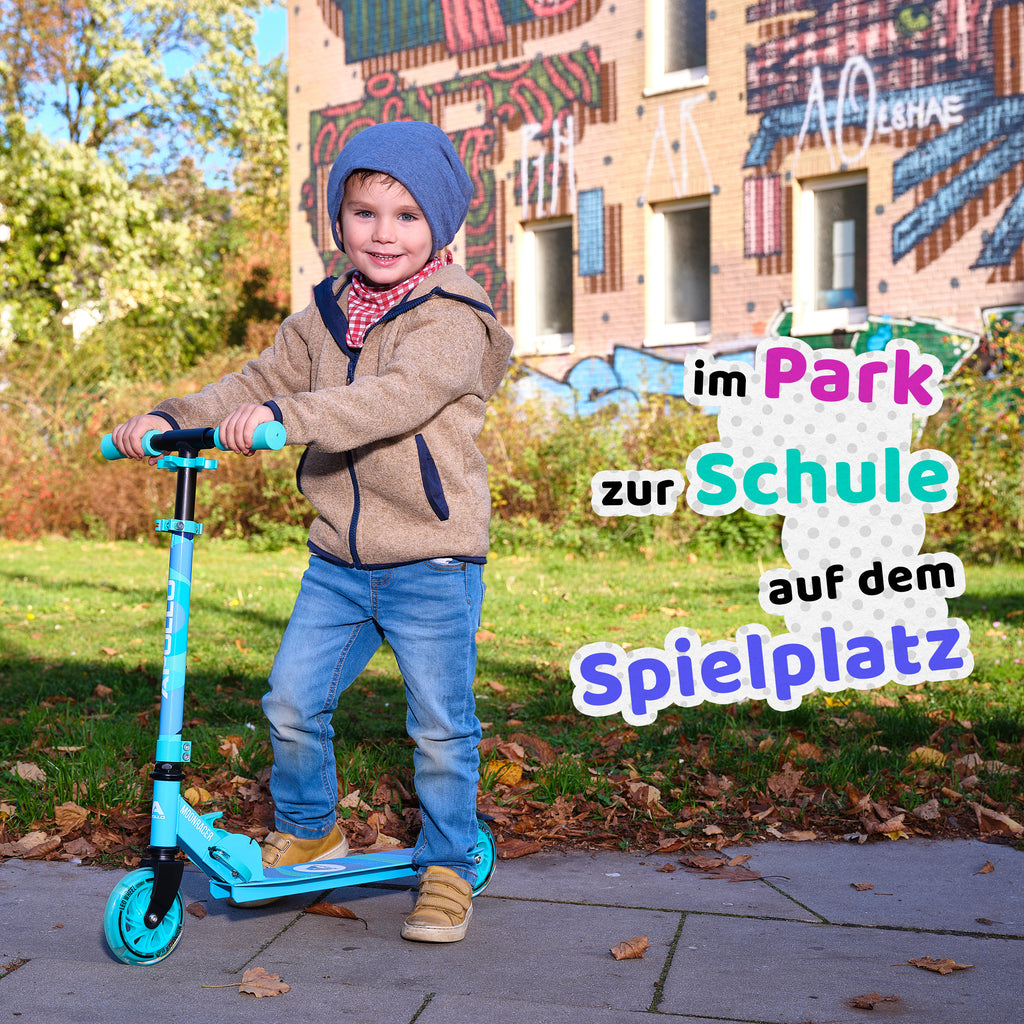 Apollo - Scooter LED - "Moonracer" City Scooter Kinder mit Federung - Schwarz