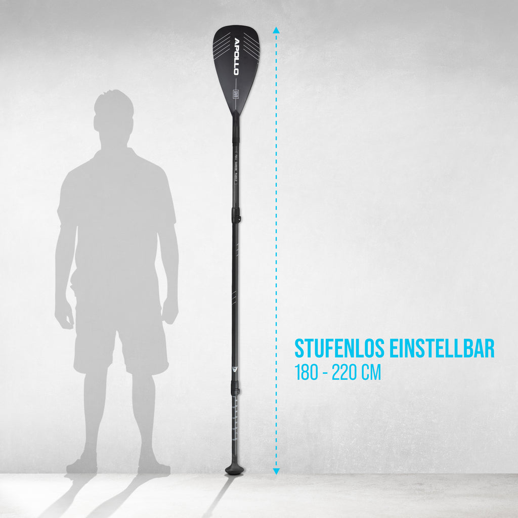Apollo - Apollo SUP Carbon Pro Paddel 3 teiliges Stechpaddel aus Carbon und Fiberglas - Full Carbon Paddel