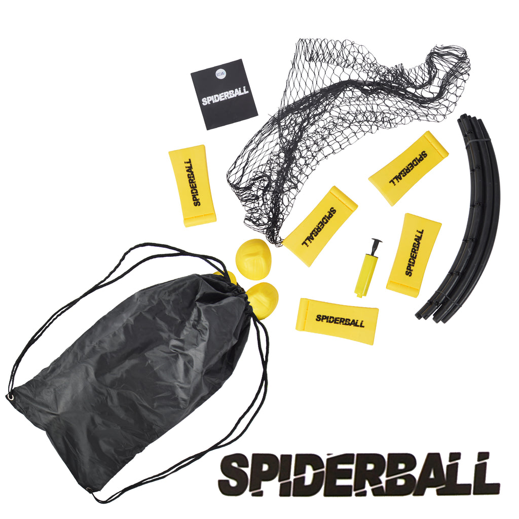 Ocean 5 - Spiderball Set, Ball-Spiel mit Netz, 3 Bällen und Tragetasche - Gelb