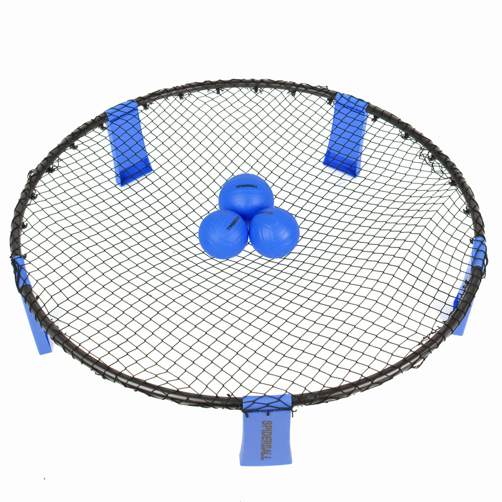 Ocean 5 - Spiderball Set, Ball-Spiel mit Netz, 3 Bällen und Tragetasche - Blau