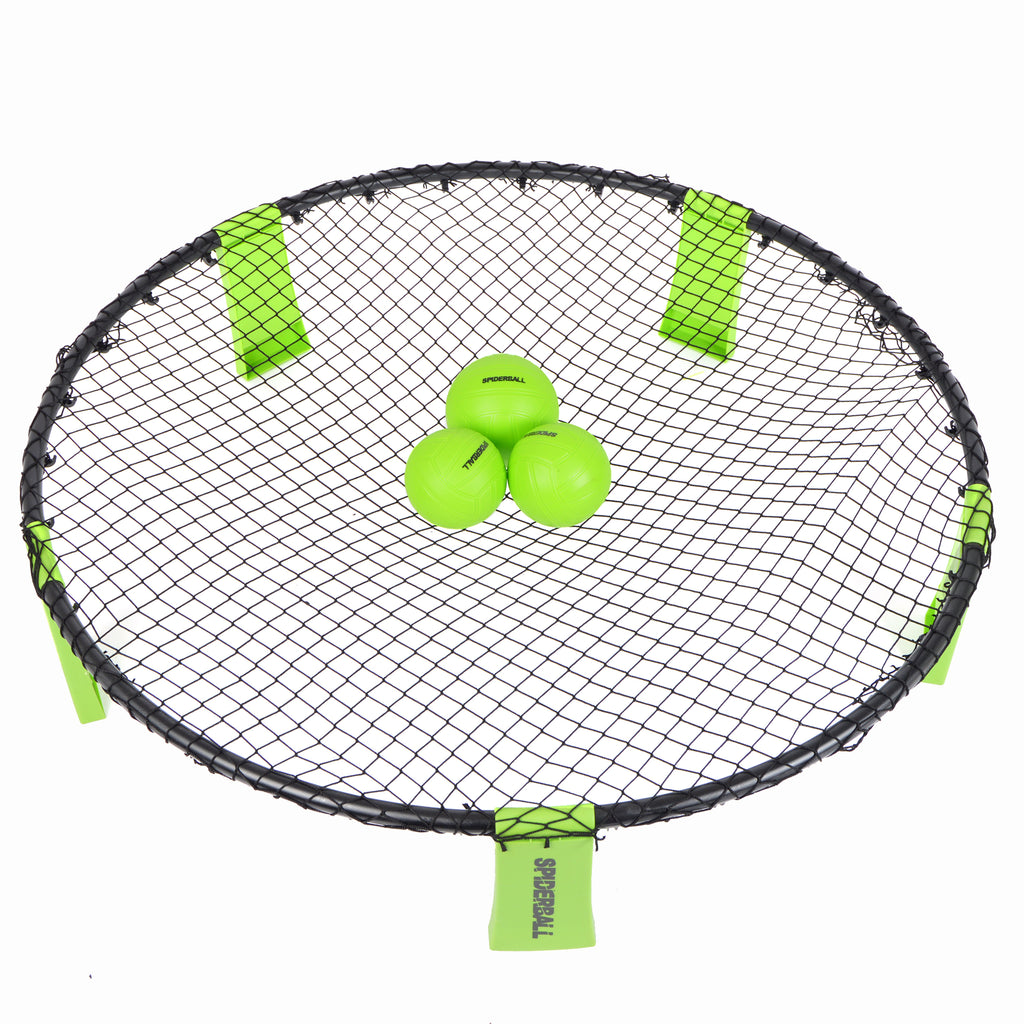 Ocean 5 - Spiderball Set, Ball-Spiel mit Netz, 3 Bällen und Tragetasche - Grün