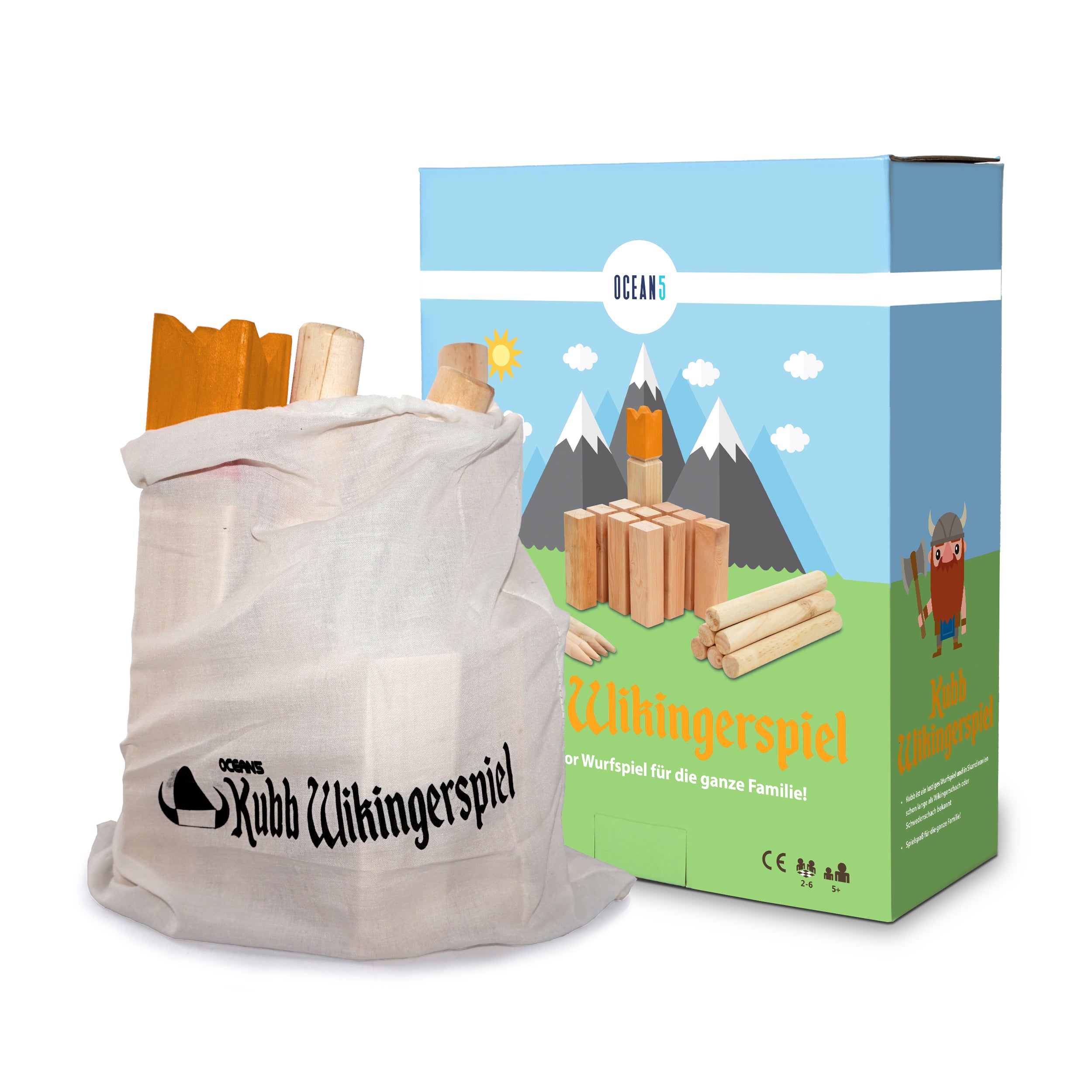 Ocean5 - Kubb - Original Wikinger Wurfspiel - Holz Schach Kegel Spiel von Ocean5 - Kubb - Gold - 25 x 4,7 cm (H B)