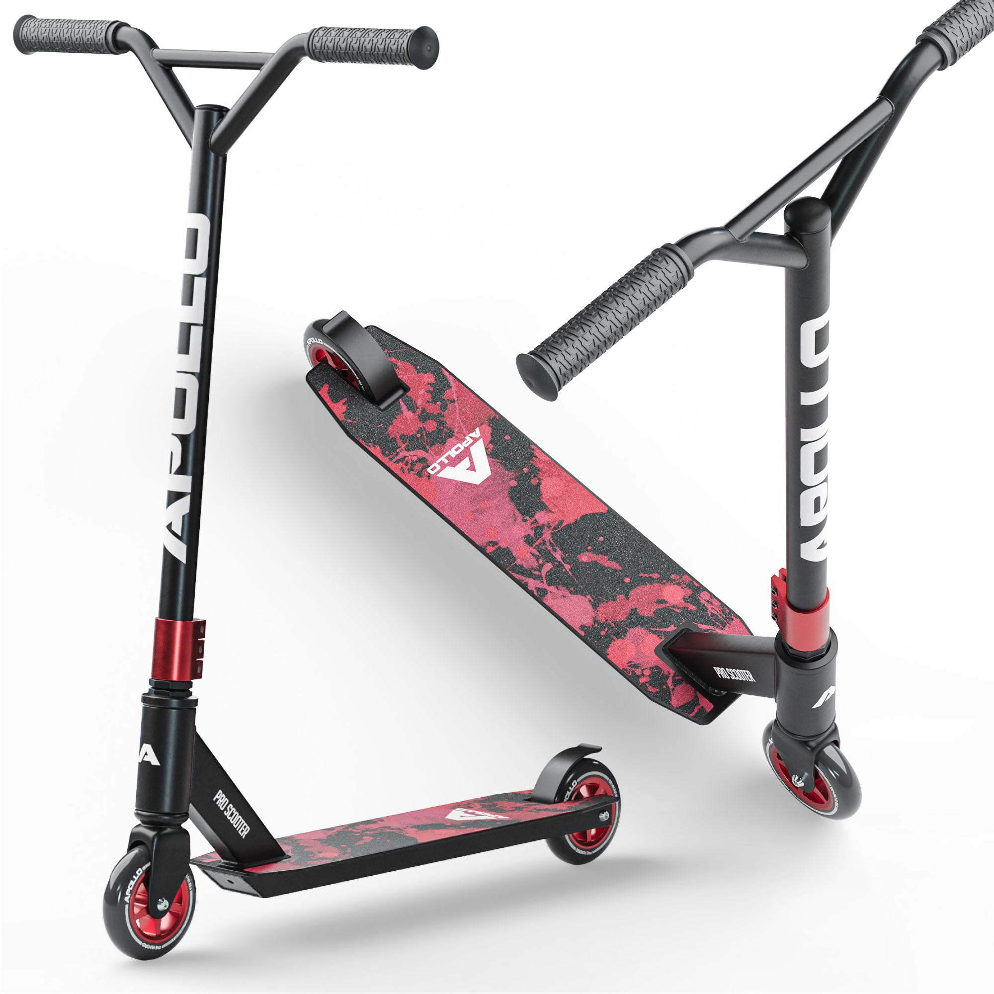 Apollo - Stunt Scooter - Genius Pro Robuster Kinder Scooter mit ABEC 9 Kugellager - Red Ink