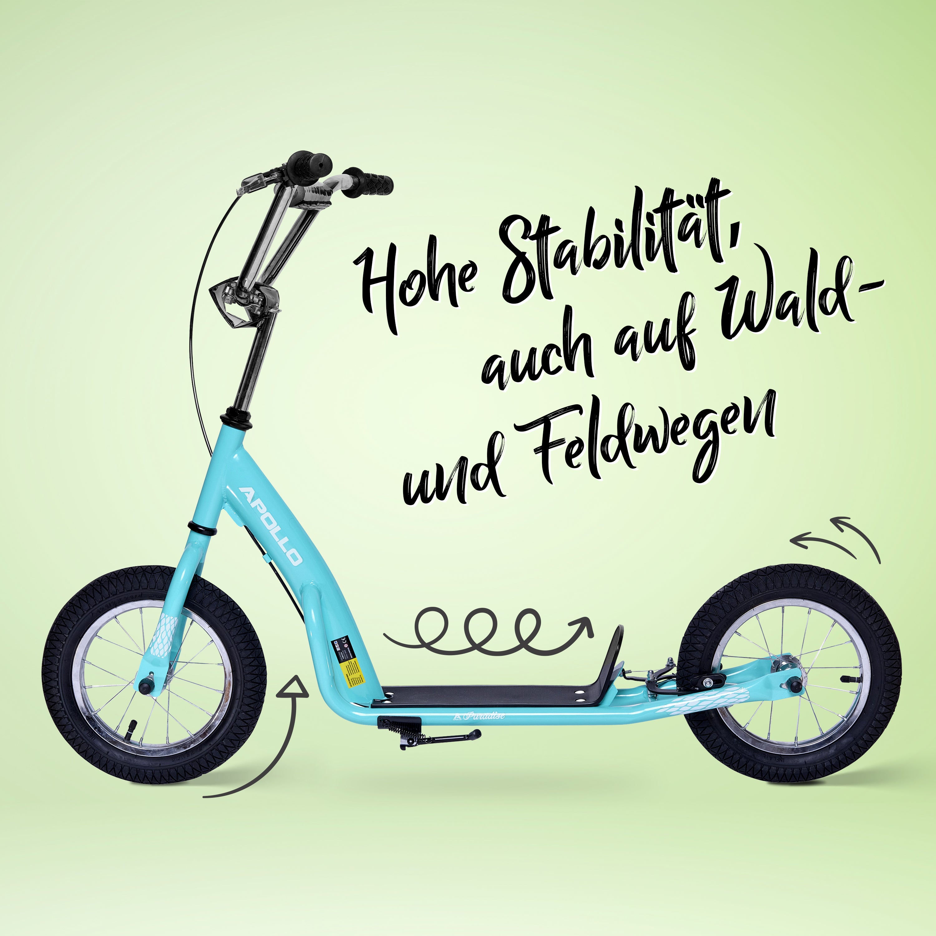 Apollo - Retro Scooter Paradise Roller mit Luftreifen 12,5 Zoll - Türkis
