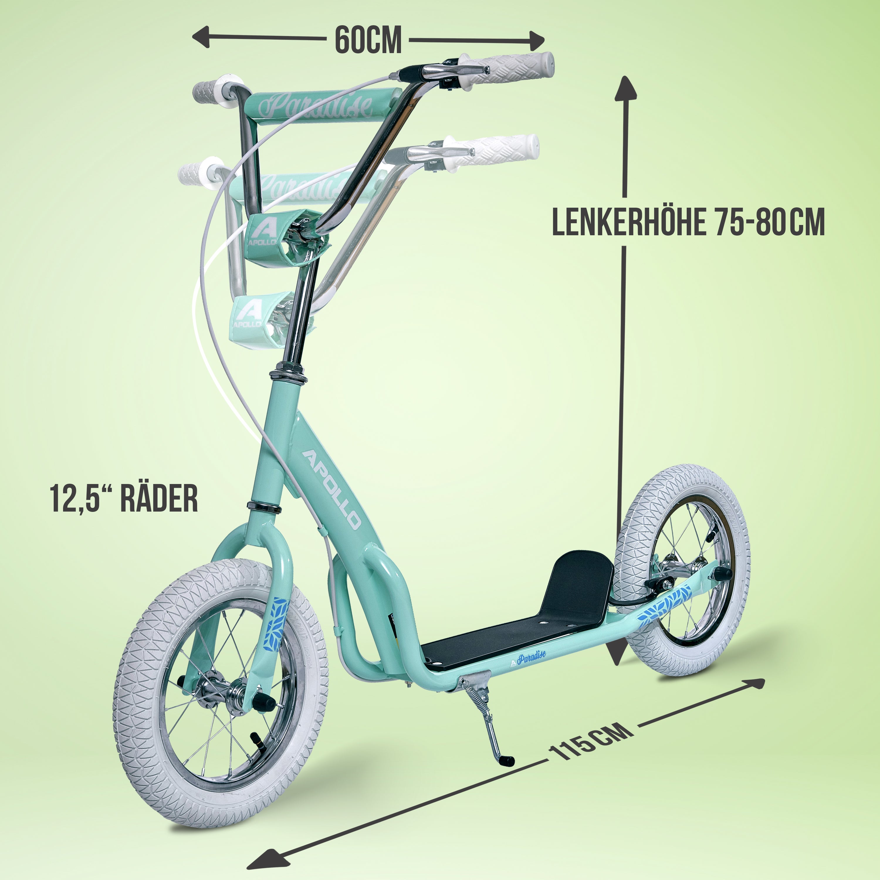 Apollo - Retro Scooter Paradise Roller mit Luftreifen 12,5 Zoll - Mint