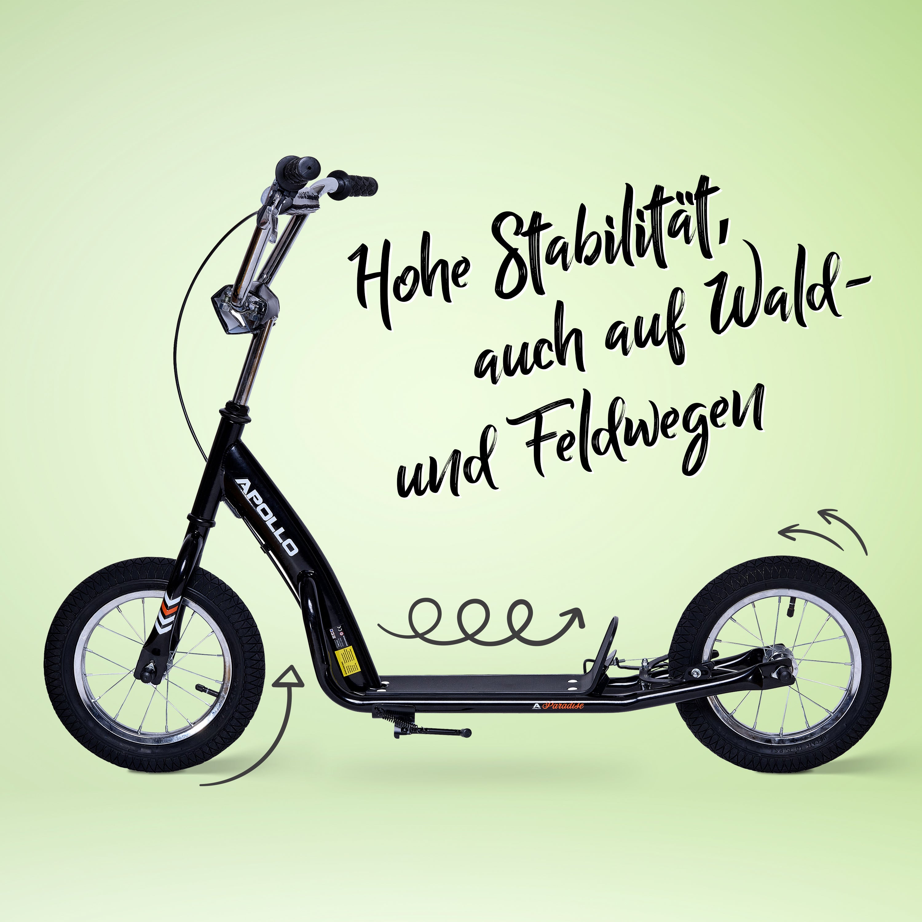 Apollo - Retro Scooter Paradise Roller mit Luftreifen 12,5 Zoll - Schwarz