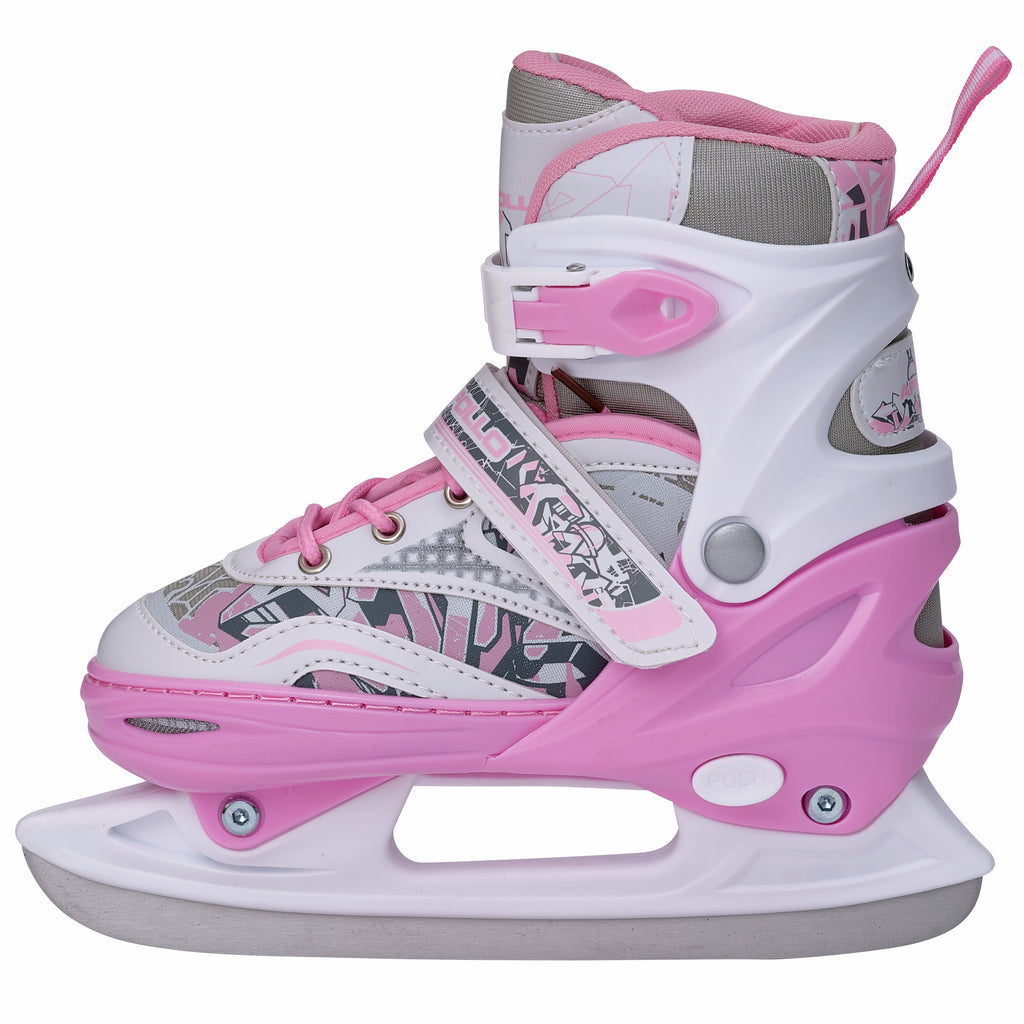 Apollo - Ice Skates X Pro verstellbare Schlittschuhe für Damen & Kinder - Weiß/Pink -