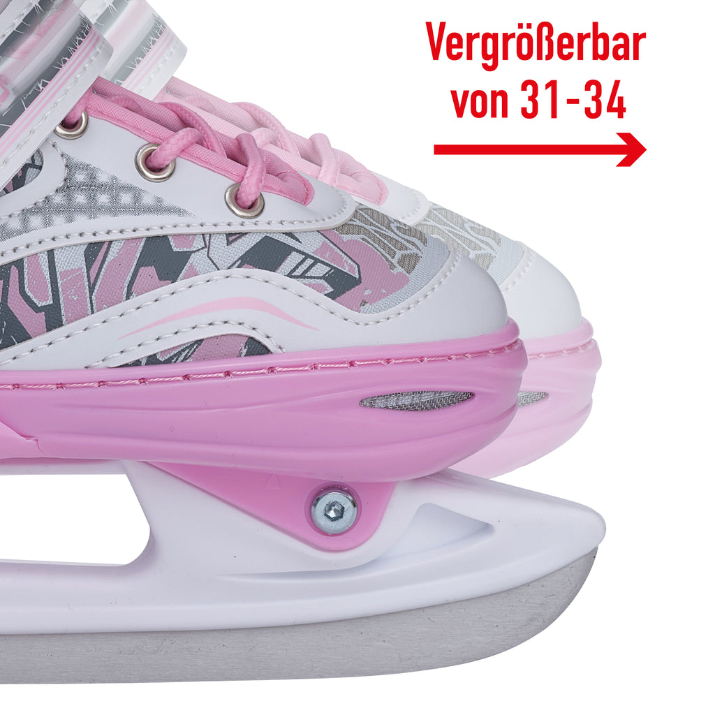 Apollo - Ice Skates X Pro verstellbare Schlittschuhe für Damen & Kinder - Weiß/Pink -
