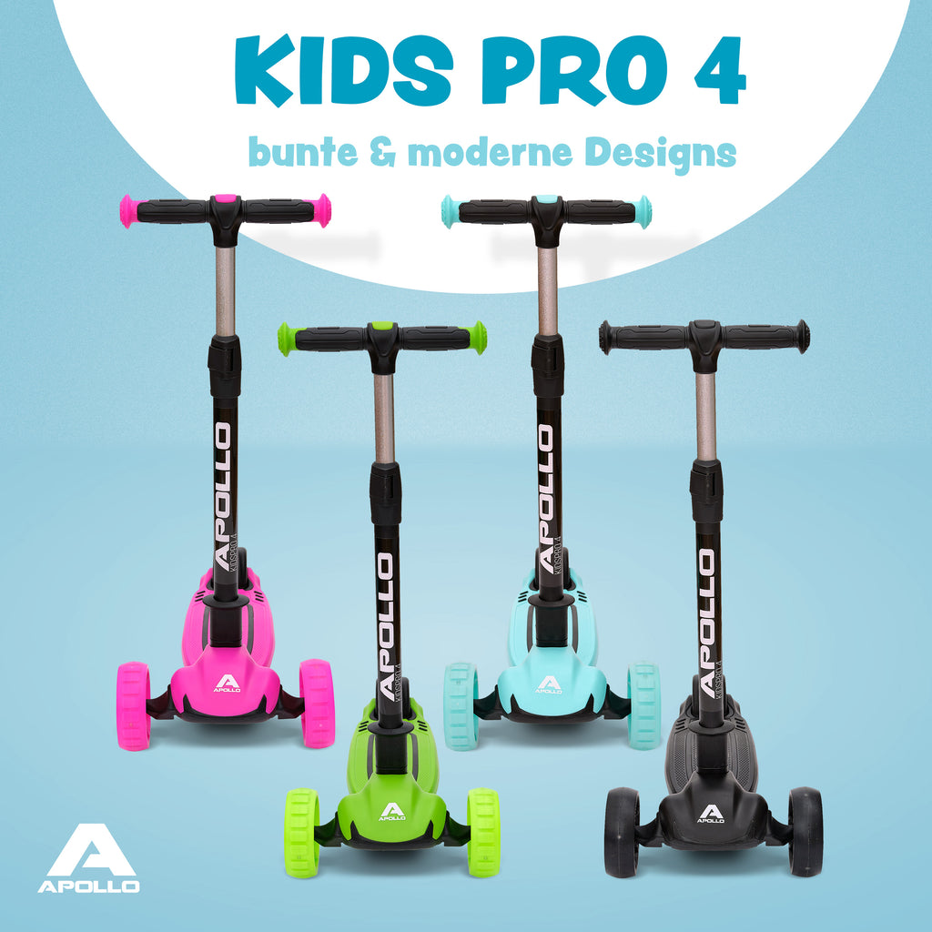 Apollo - Kinderscooter "KidsPro4" klappbarer LED Roller - Pink