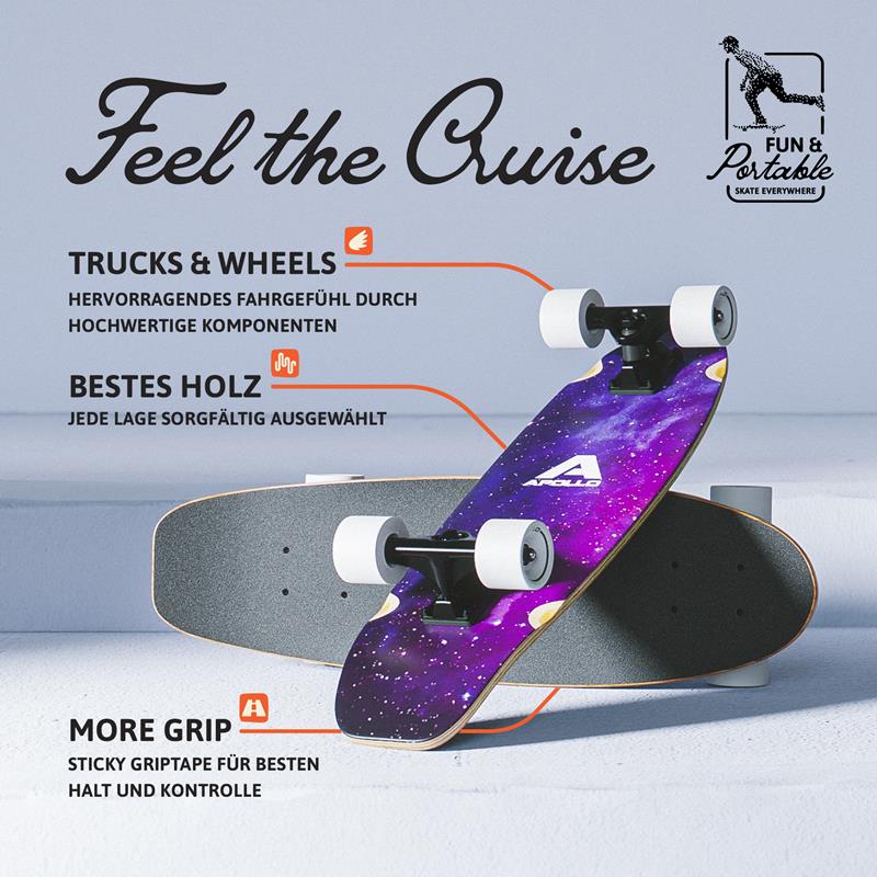 Apollo - Mini-Longboard - Nebula Midi - 27" Midi Cruiser als Komplett-Board -