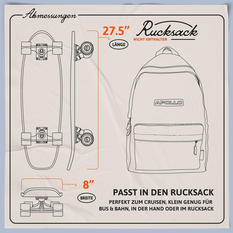 Apollo - Mini-Longboard - Nebula Midi - 27" Midi Cruiser als Komplett-Board -