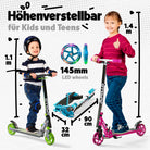 Apollo - 145mm City Scooter mit Federung "Skyracer" klappbar und höhenverstellbar - Blau