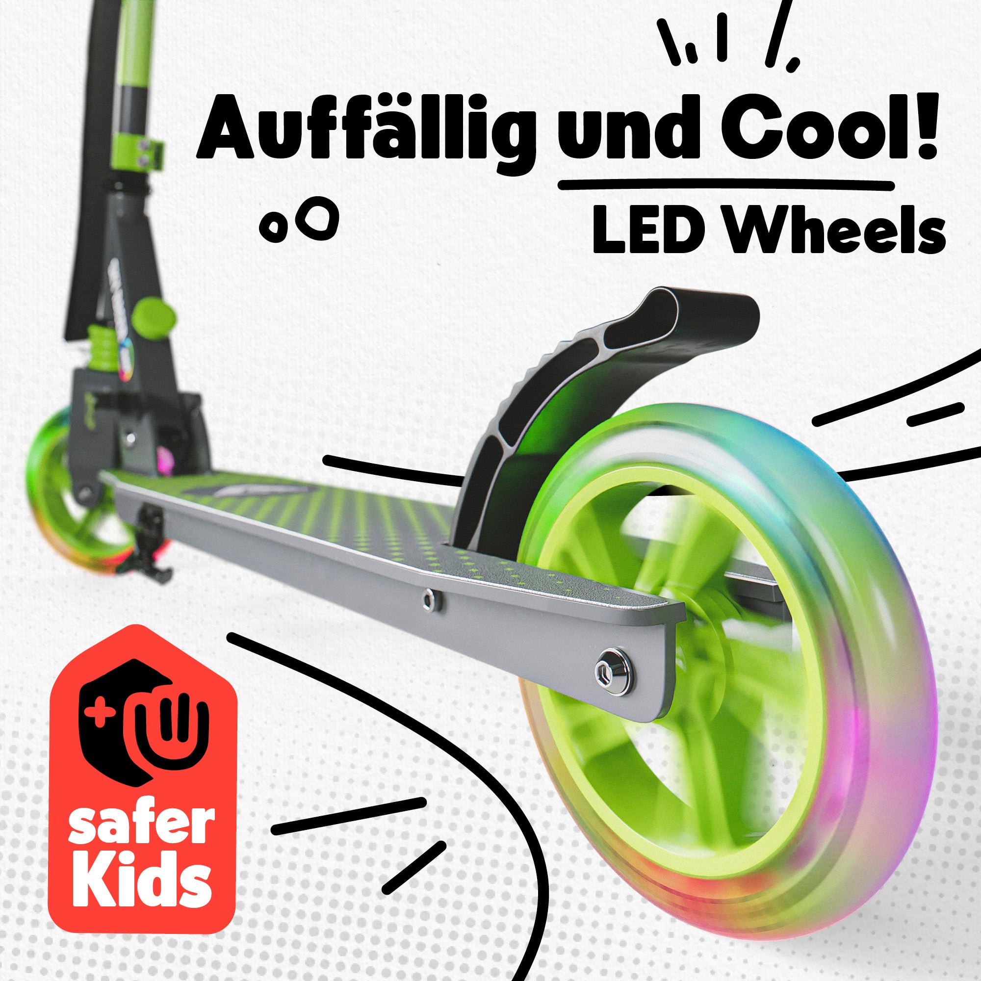 Apollo - 145mm City Scooter mit Federung "Skyracer" klappbar und höhenverstellbar - Grün Grau