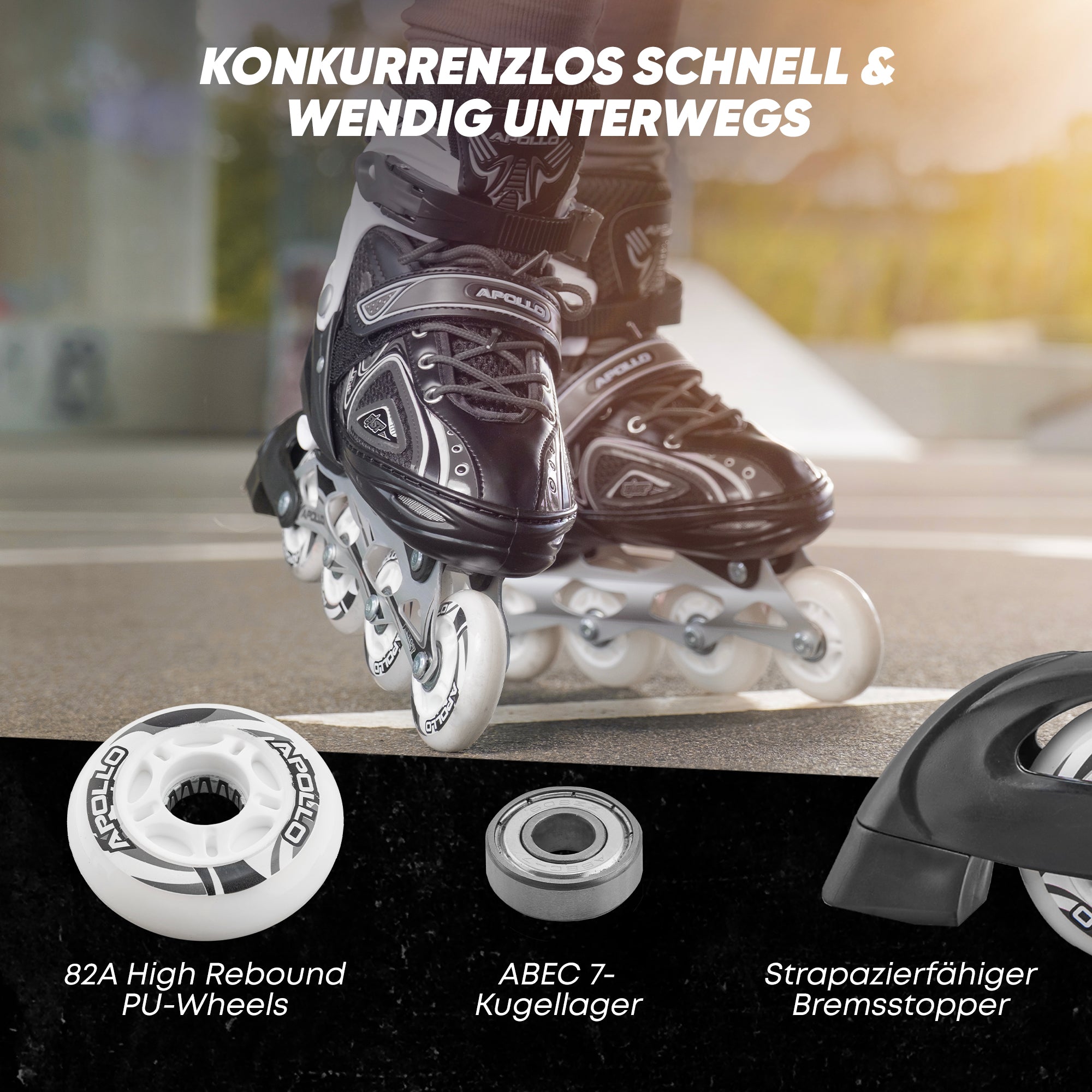 Apollo - Super Blade größenverstellbare Inlineskates - Schwarz -