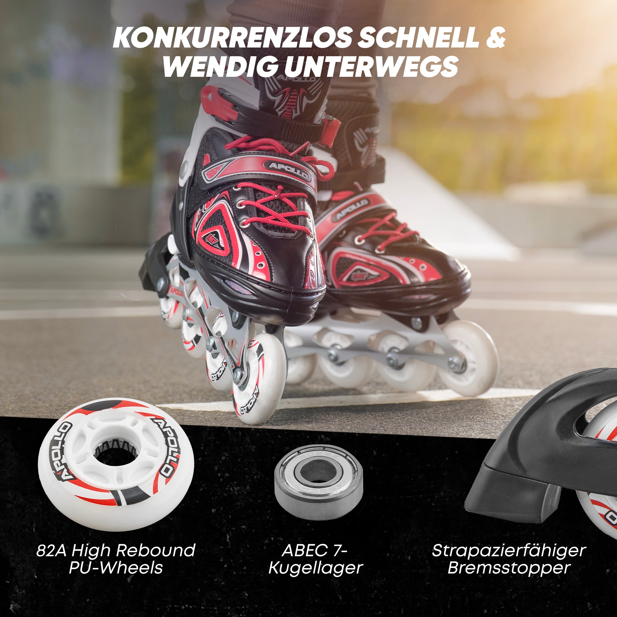 Apollo - Super Blade größenverstellbare Inlineskates - Rot -