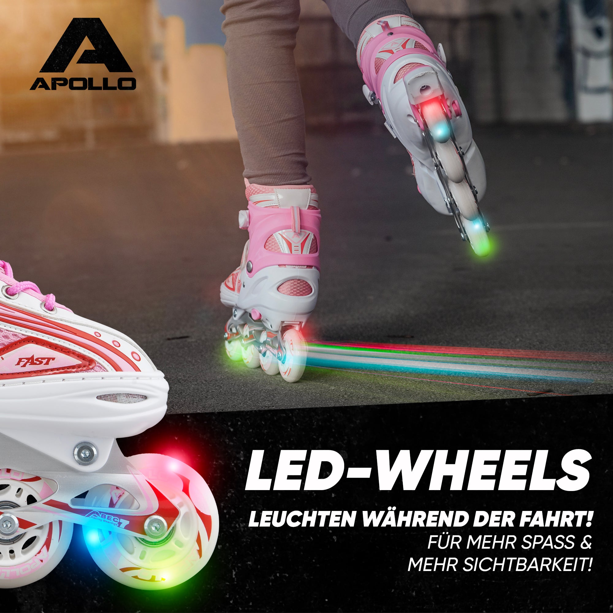 Apollo - Super Blade größenverstellbare Inlineskates - Weiß Pink -