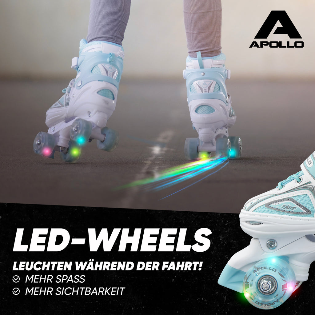 Apollo - Super Quad größenverstellbare verstellbare Rollschuhe für Kinder - Weiß Mint -