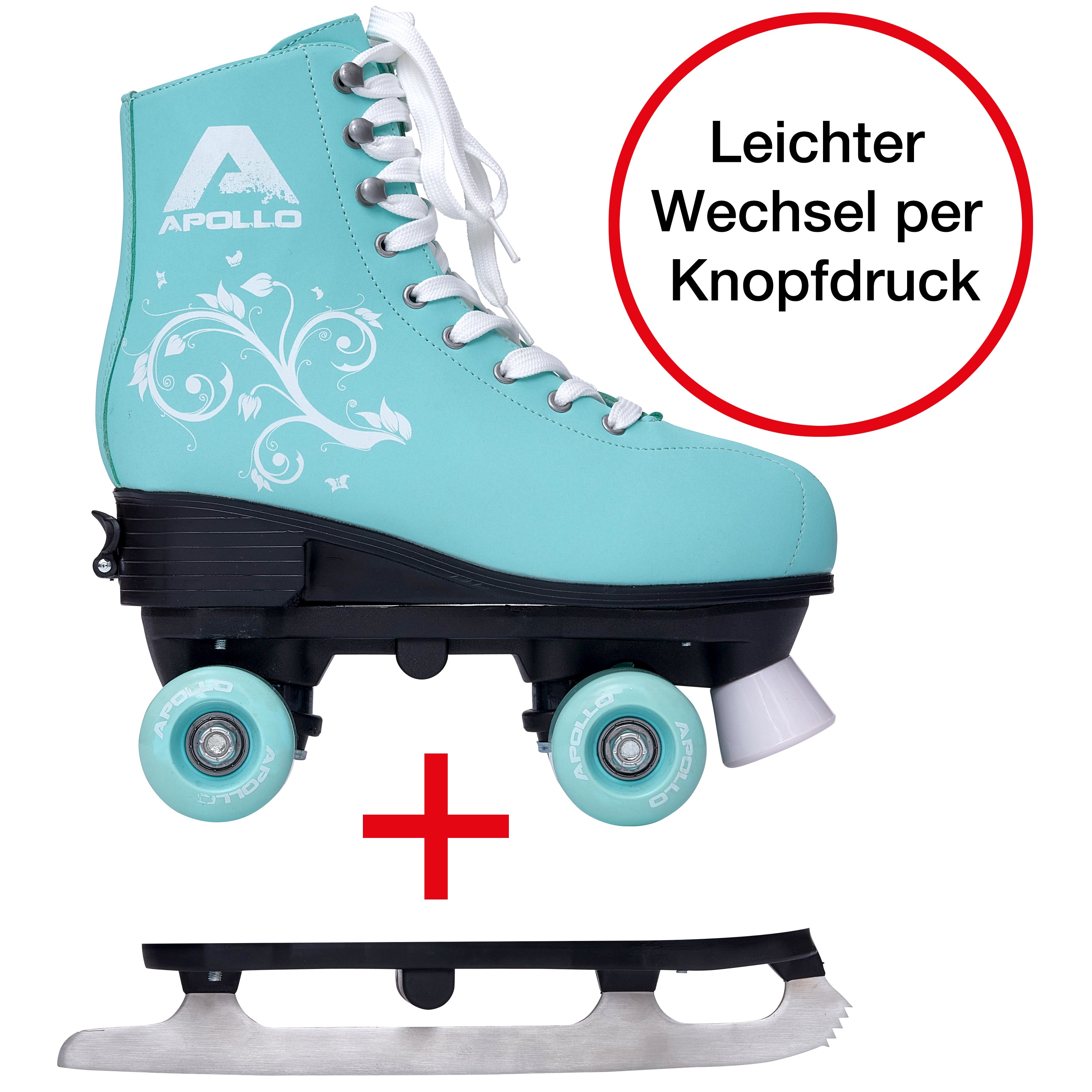Apollo - Superskate 2 in 1, Multiskates, Rollschuhe & Schlittschuhe für Damen und Kinder -