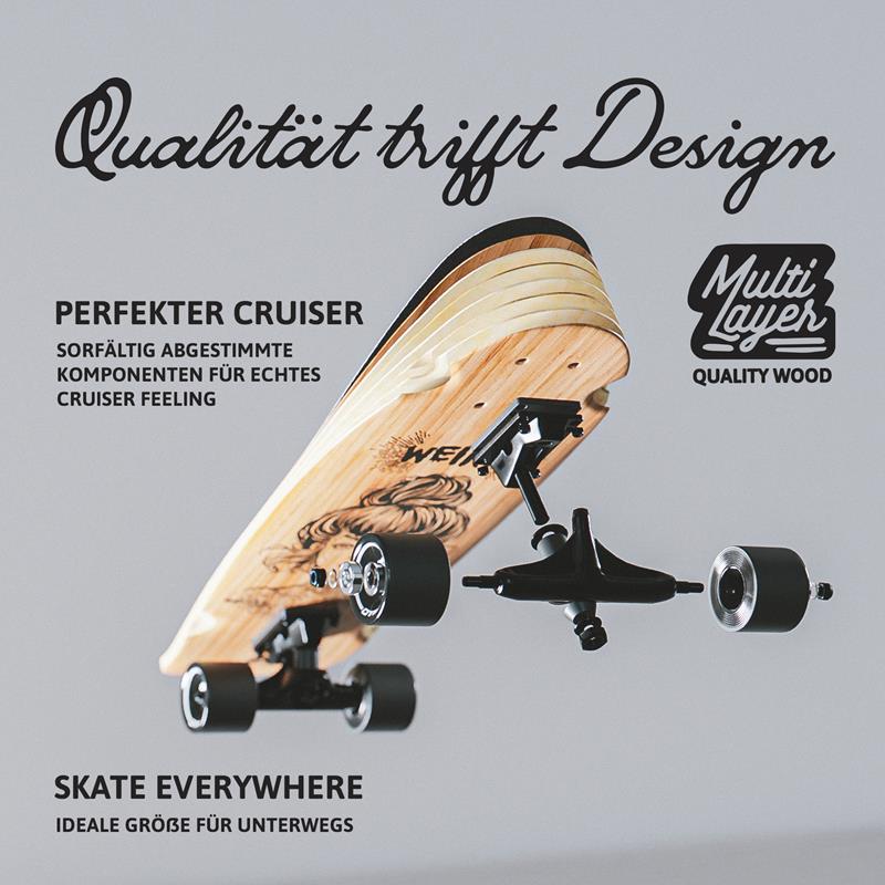 Apollo - Mini-Longboard - Weird - 27" Midi Cruiser als Komplett-Board -