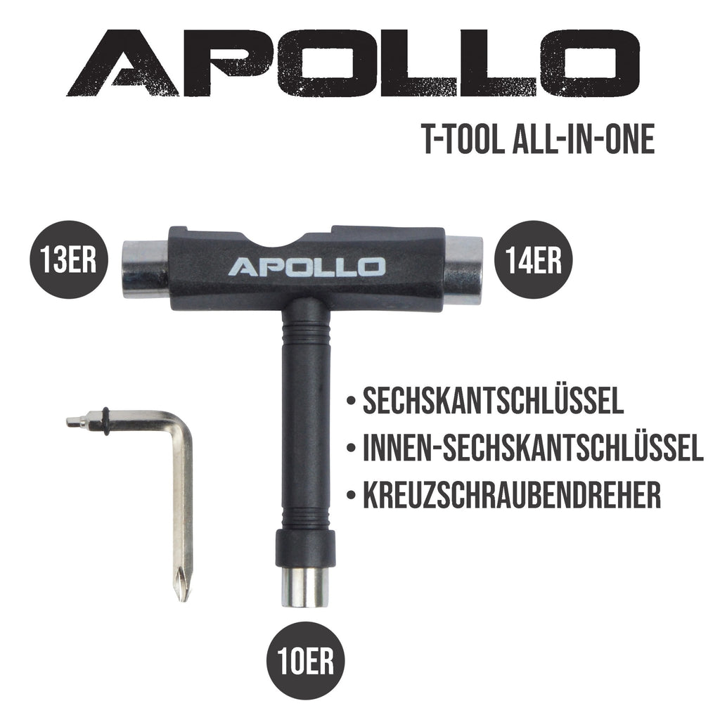 Apollo - Apollo T-Tool Schraubenschlüssel für Skateboards & Longboards - Schwarz