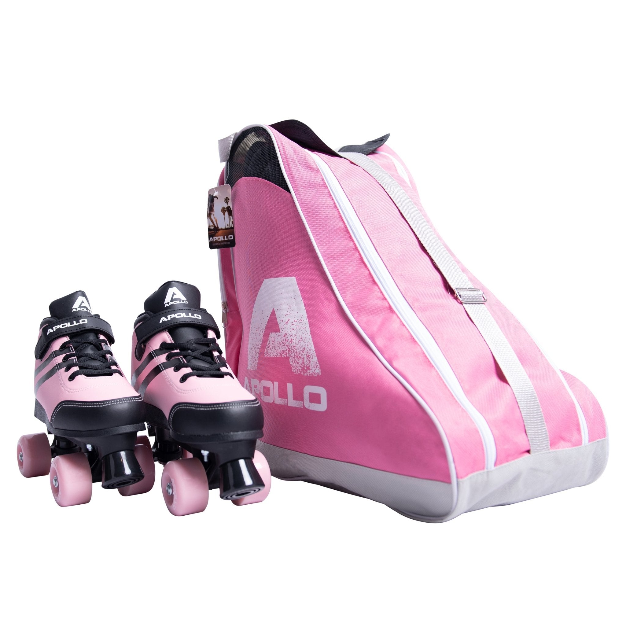 Apollo Funsport - Apollo Skate Bag praktische Tasche für Schlittschuhe und Rollsport - Rosa Grau