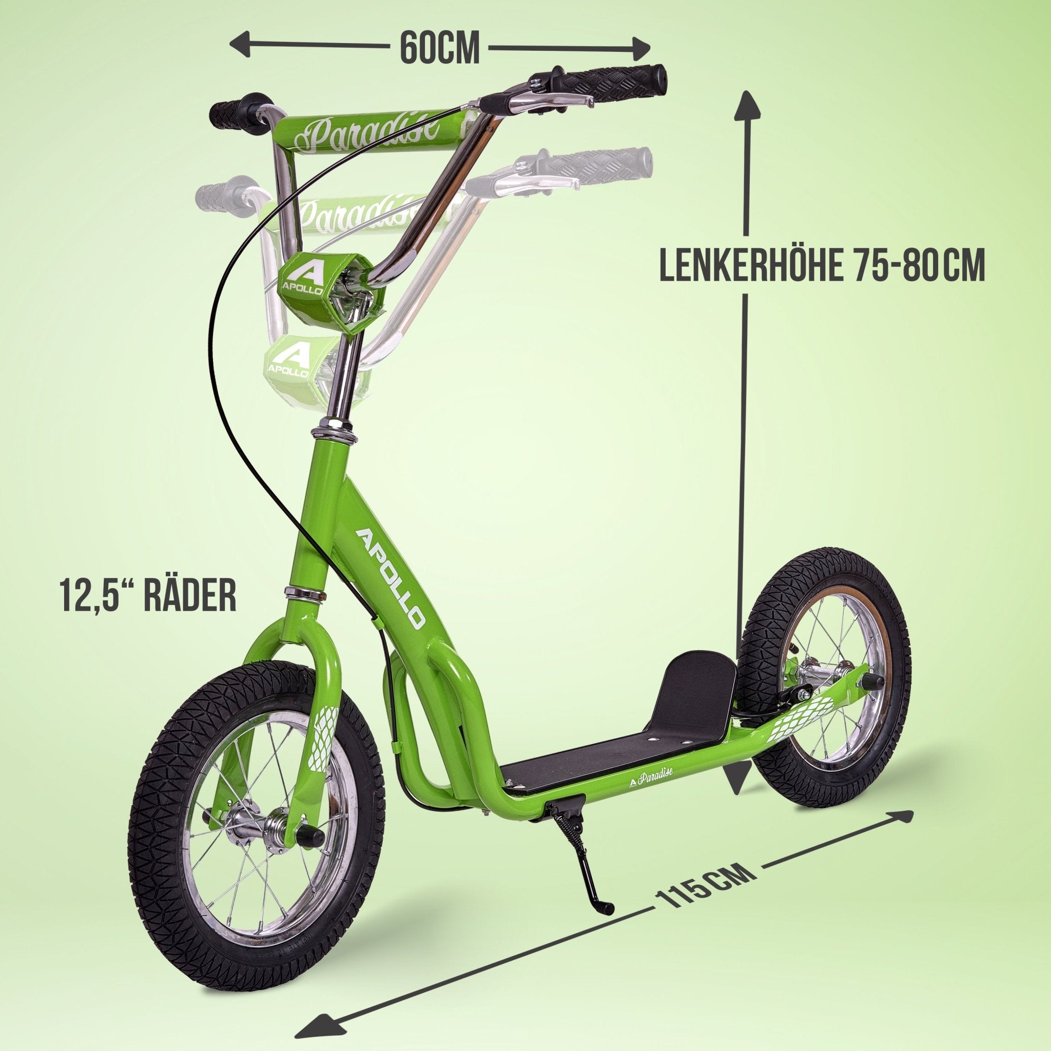 Apollo - Retro Scooter Paradise Roller mit Luftreifen 12,5 Zoll - Grün