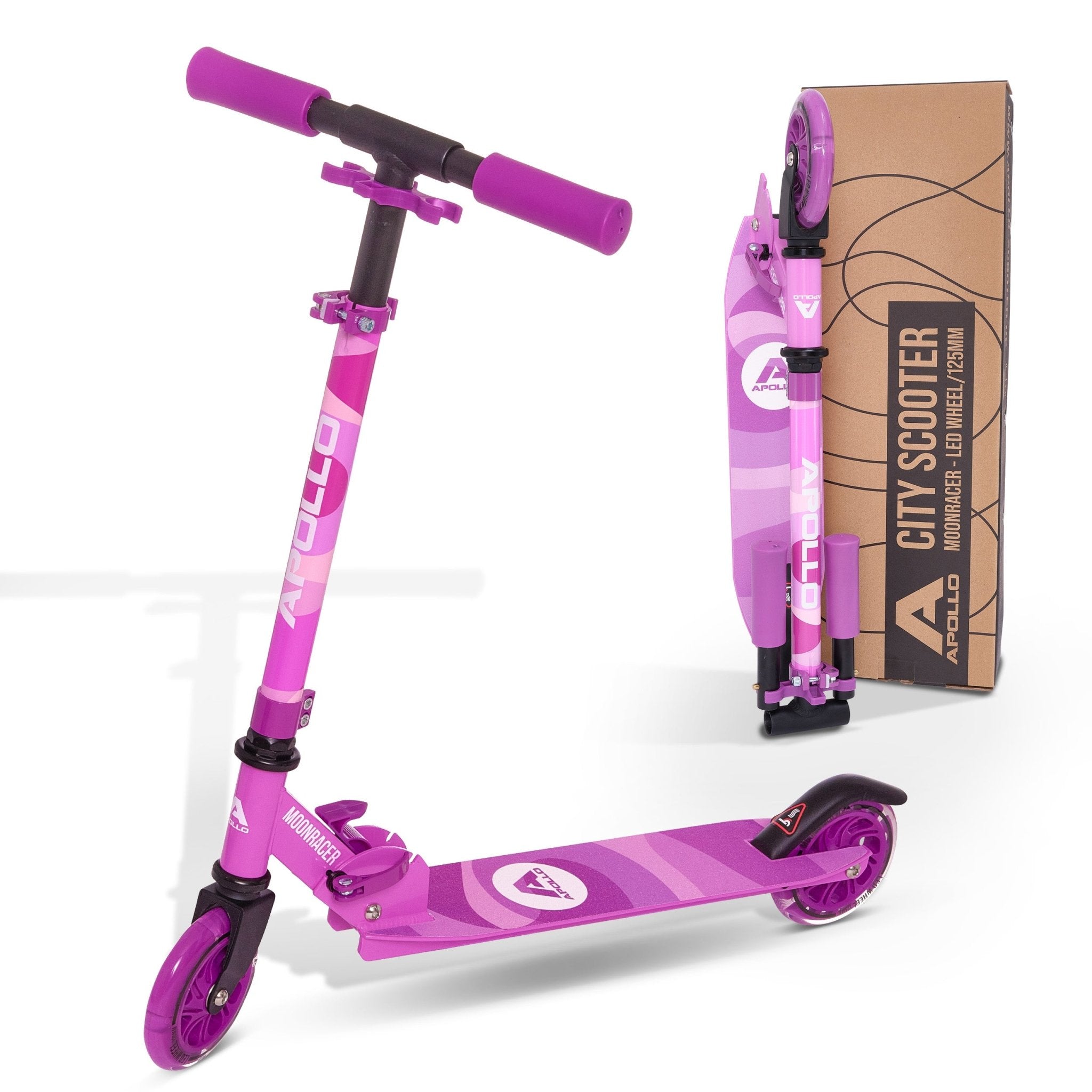 Apollo - Scooter LED - "Moonracer" City Scooter Kinder mit Federung - Violett