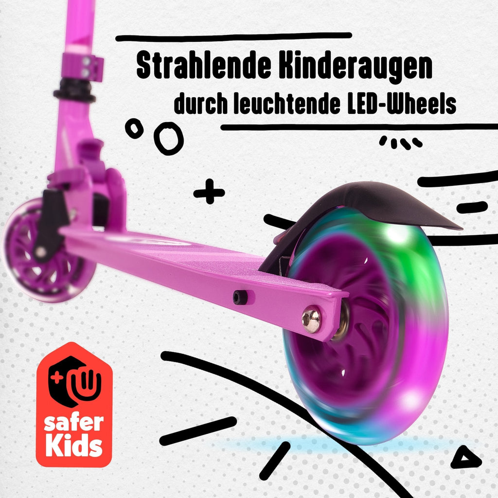Apollo - Scooter LED - "Moonracer" City Scooter Kinder mit Federung - Violett
