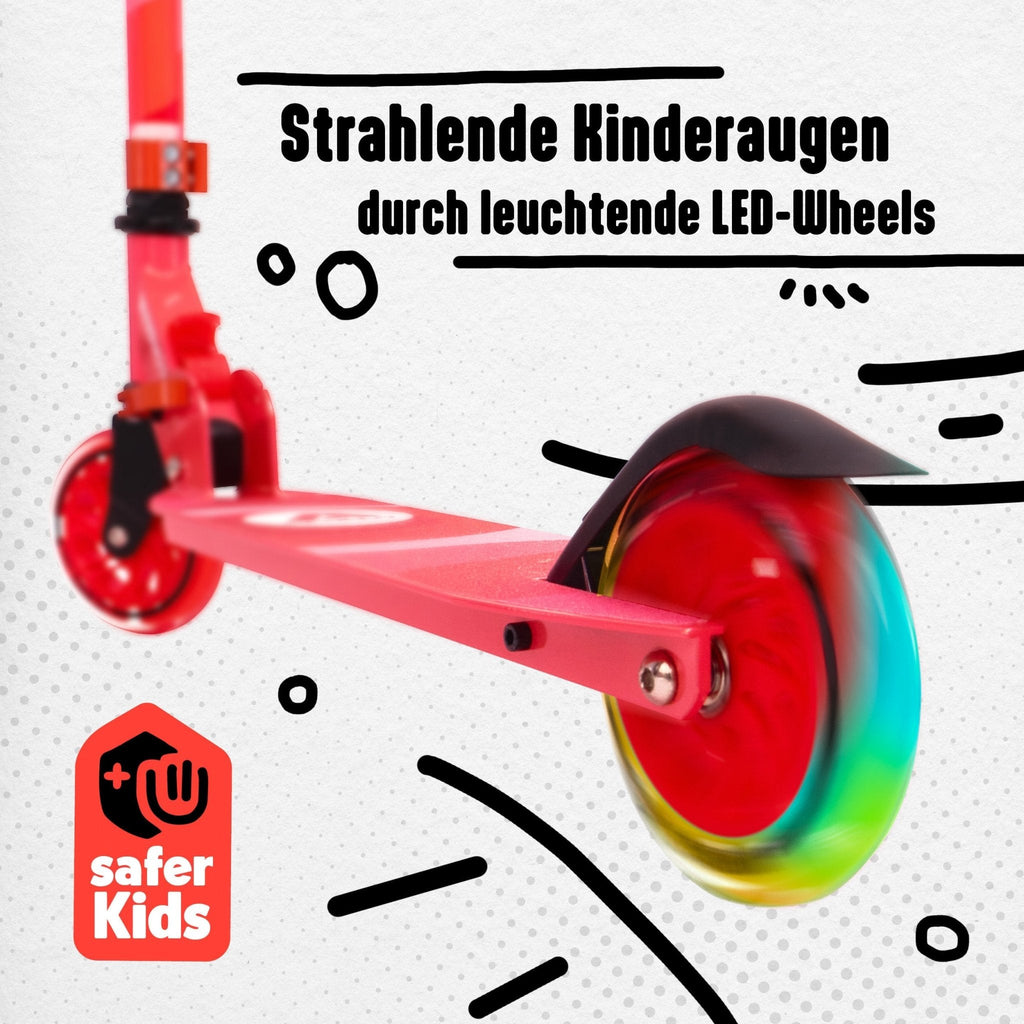 Apollo - Scooter LED - "Moonracer" City Scooter Kinder mit Federung - Rot