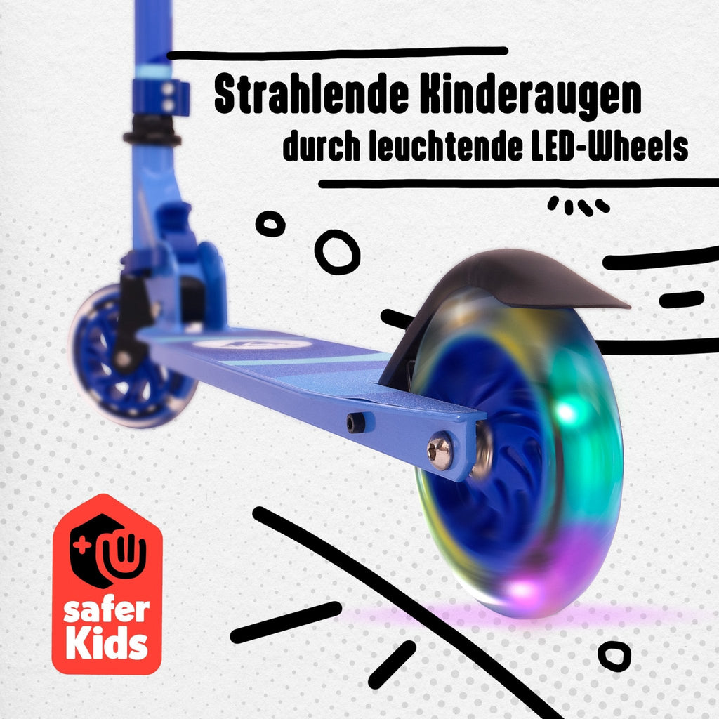 Apollo - Scooter LED - "Moonracer" City Scooter Kinder mit Federung - Blau
