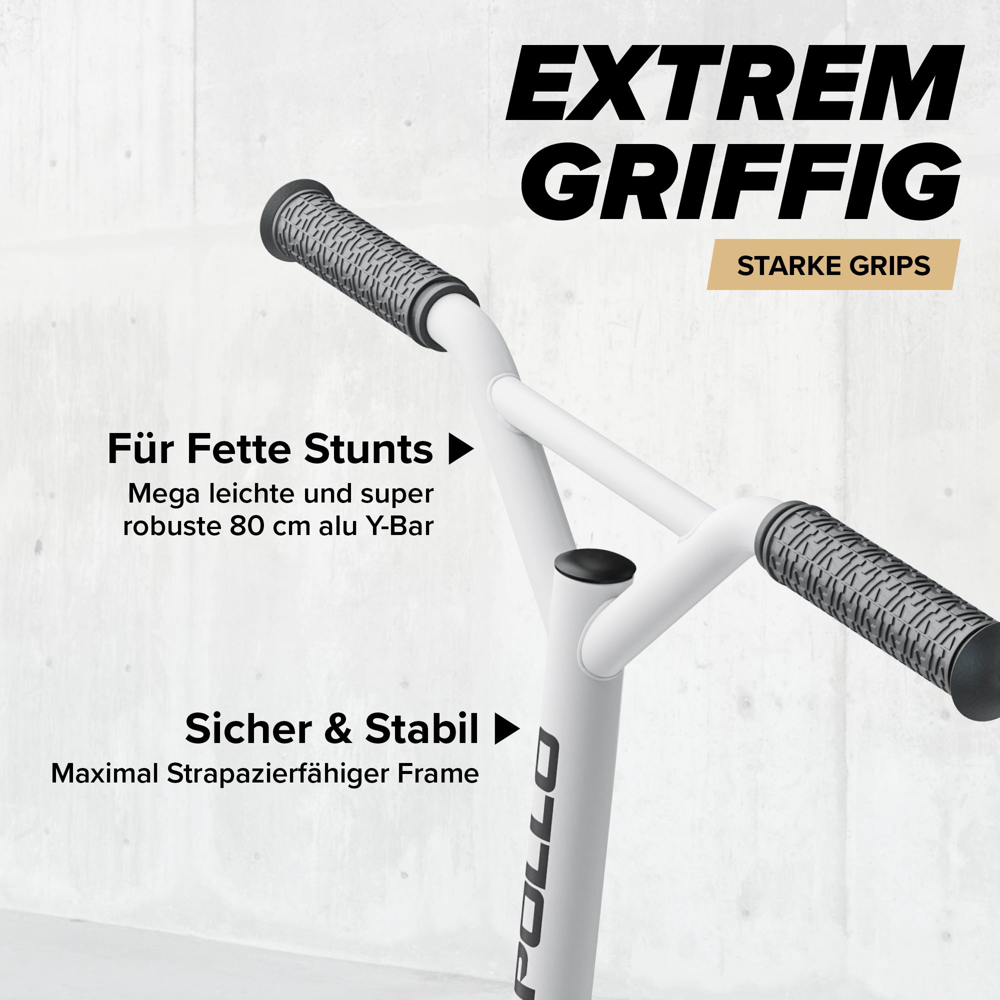 Apollo - Stunt Scooter - Genius Pro Robuster Kinder Scooter mit ABEC 9 Kugellager - Weiß Gold