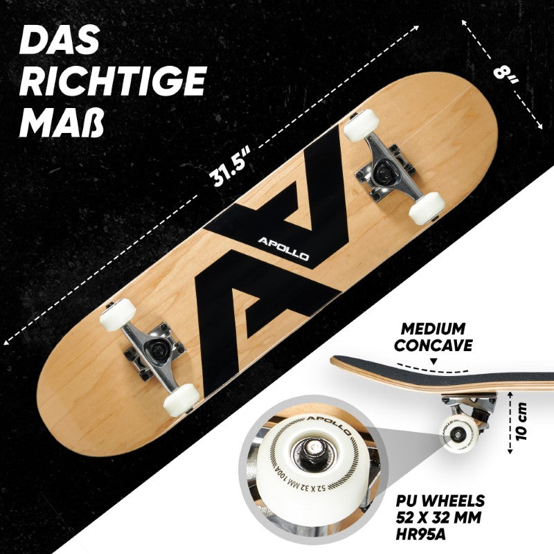 Apollo - Skateboard - A&A - 7-lagiges Holz-Komplettboard mit ABEC 7 -