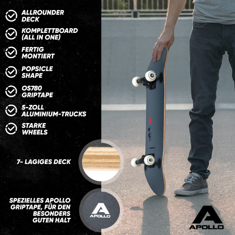 Apollo - Skateboard - Balloon - 7-lagiges Holz-Komplettboard mit ABEC 7 -
